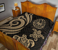 Tahiti Polynesian Premium Quilt - Gold Tentacle Turtle - Polynesian Pride