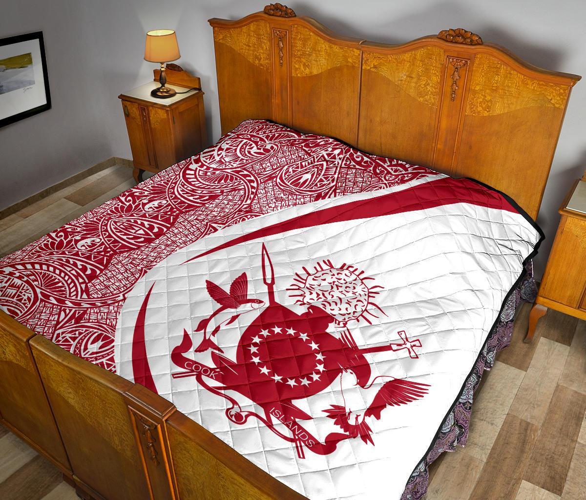 Cook Islands Coat Of Arms Polynesian Premium Quilt - Circle Style - 07 - Polynesian Pride