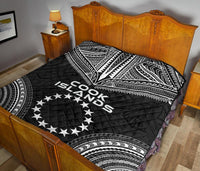 Cook Islands Premium Quilt - Cook Islands Flag Polynesian Chief Black Version - Polynesian Pride