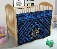 Fiji Personalised Premium Quilt - Fiji Seal With Polynesian Tattoo Style ( Blue) - Polynesian Pride