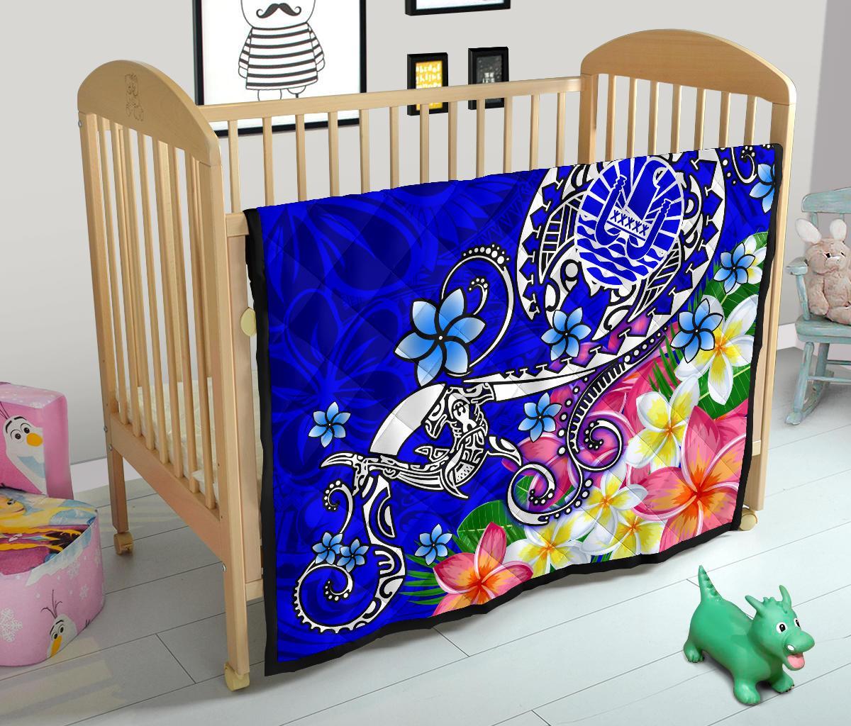 Tahiti Premium Quilt - Turtle Plumeria (Blue) - Polynesian Pride