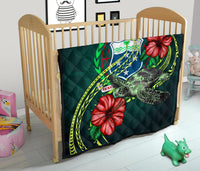 Samoa Polynesian Premium Quilt - Green Turtle Hibiscus - Polynesian Pride
