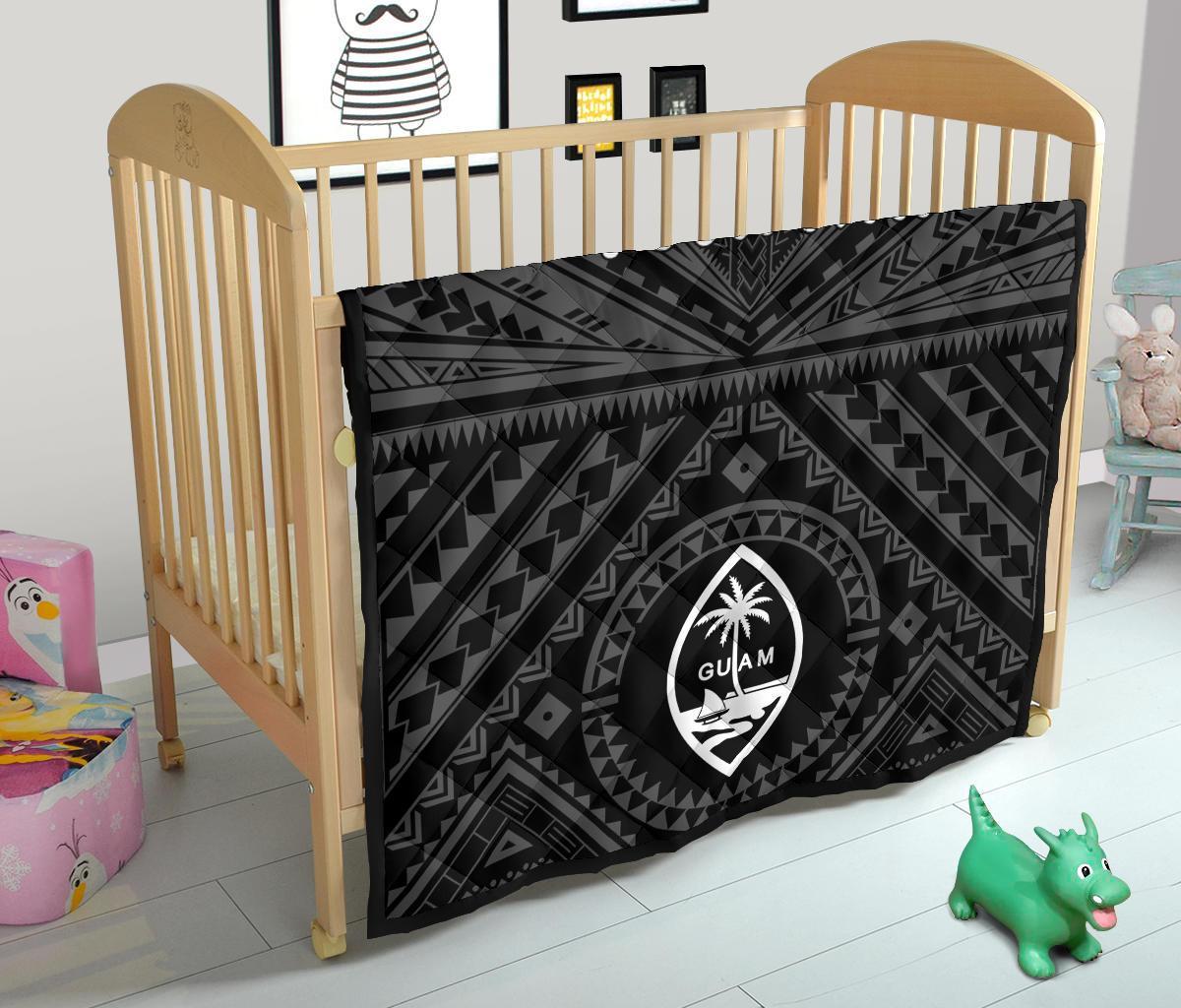 Guam Personalised Premium Quilt - Guam Seal With Polynesian Tattoo Style (Black) - Polynesian Pride