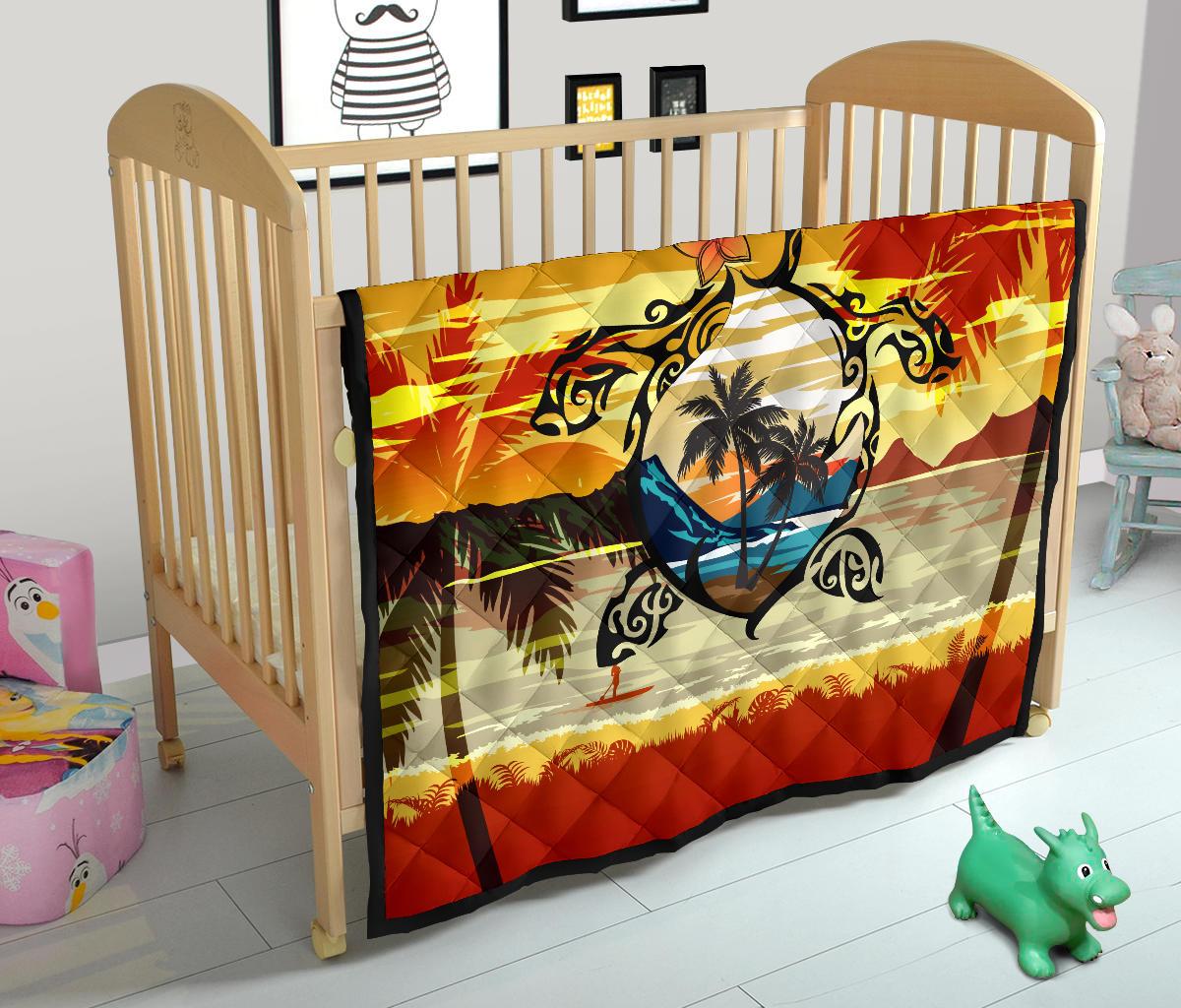 Hawaii Turtle Coconut Tree Premium Quilt - Polynesian Pride