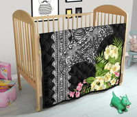 Hawaii Premium Quilt - Mantaray With Hibiscus Flowers - Polynesian Pride