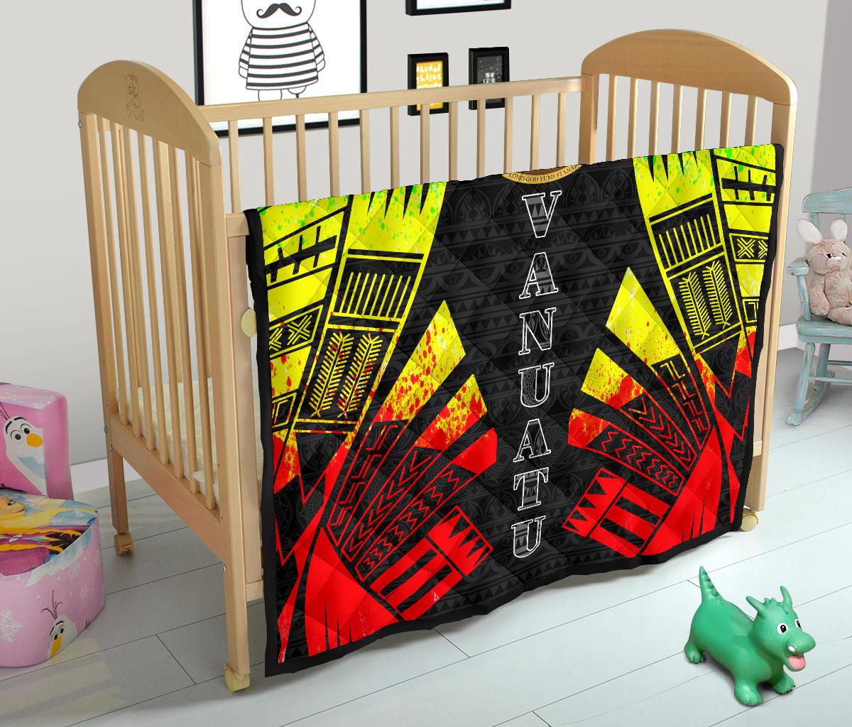Vanuatu Premium Quilt - Vanuatu Coat Of Arms Polynesian Reggae Tattoo - Polynesian Pride