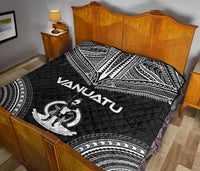 Vanuatu Premium Quilt - Vanuatu Coat Of Arms Polynesian Chief Black Version - Polynesian Pride