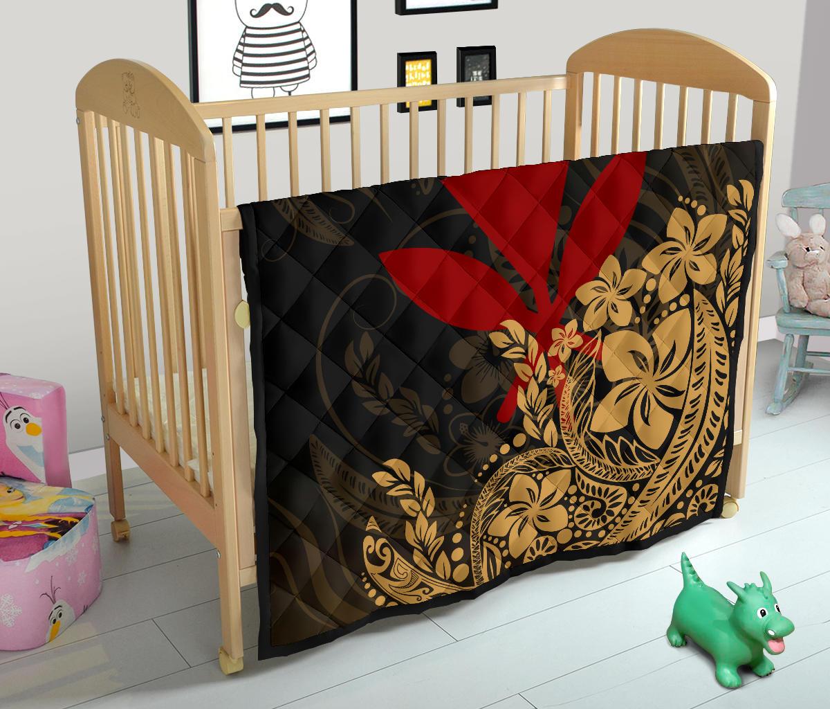 Hawaii Premium Quilt - Red Kanaka Maoli & Yellow Hibiscus Style - Polynesian Pride