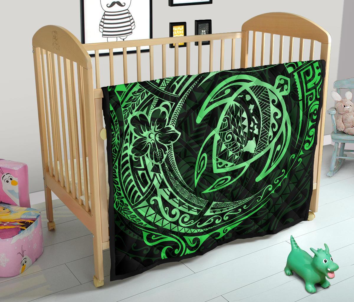 Hawaiian Turtle Polynesian Green Premium Quilt - Polynesian Pride