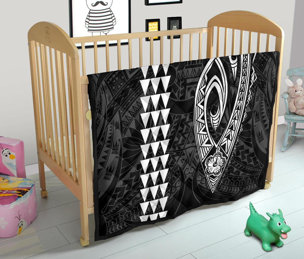 Hawaii Kakau Makau Fish Hook Polynesian Premium Quilt - White - Polynesian Pride