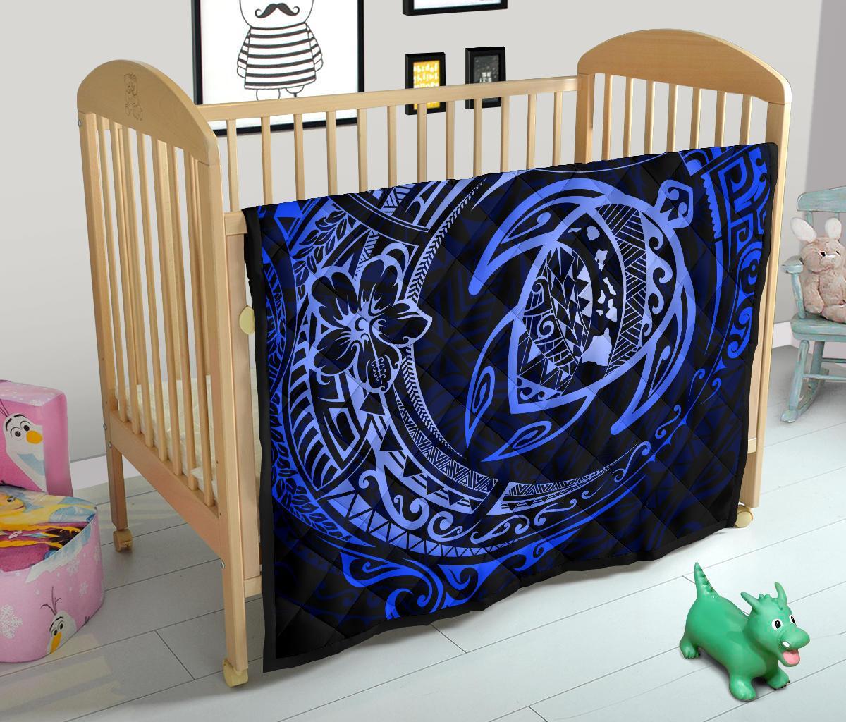 Hawaiian Turtle Polynesian Blue Premium Quilt - Polynesian Pride