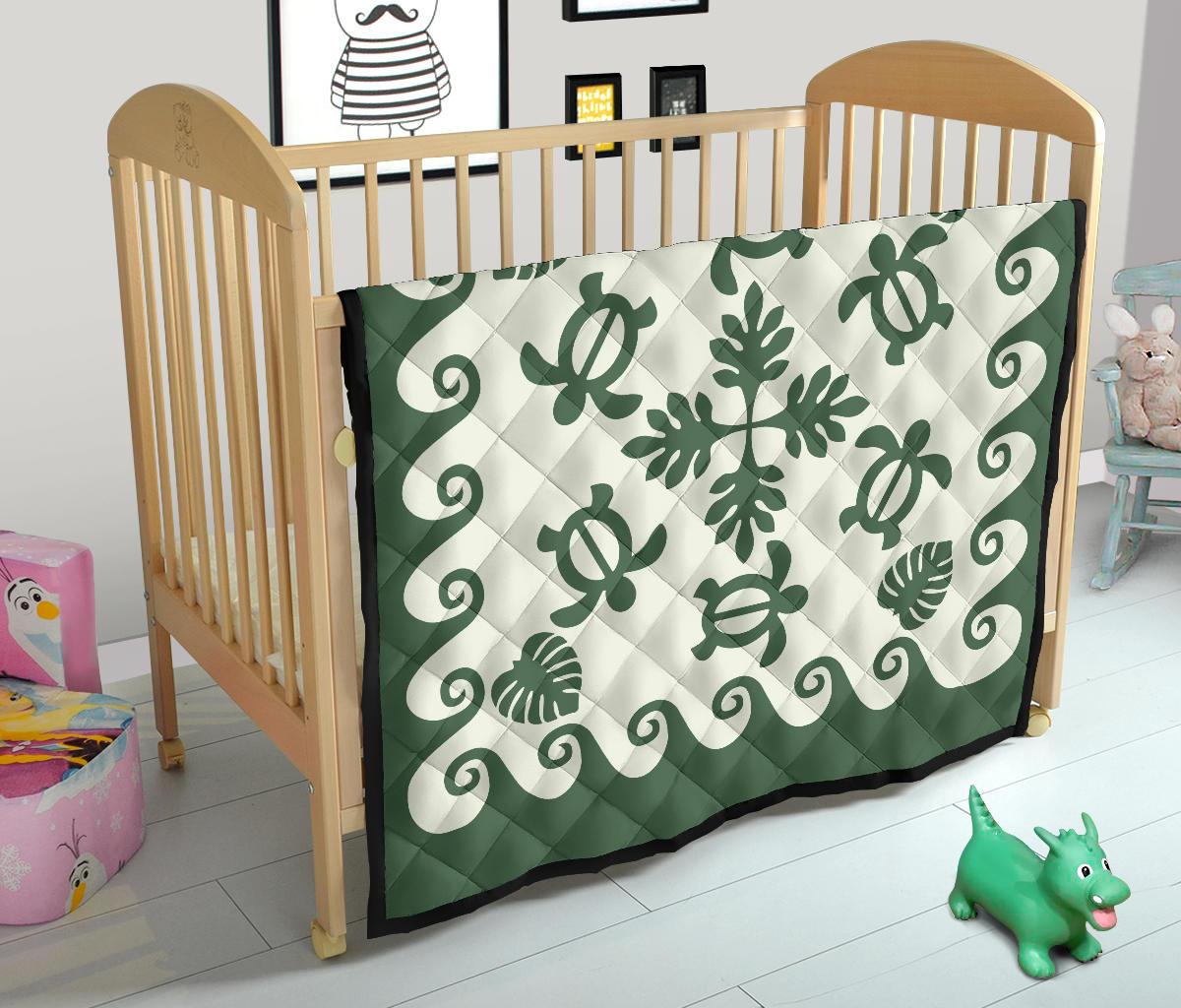 Hawaiian Premium Quilt Tropical Turtle Pattern - Green - Polynesian Pride