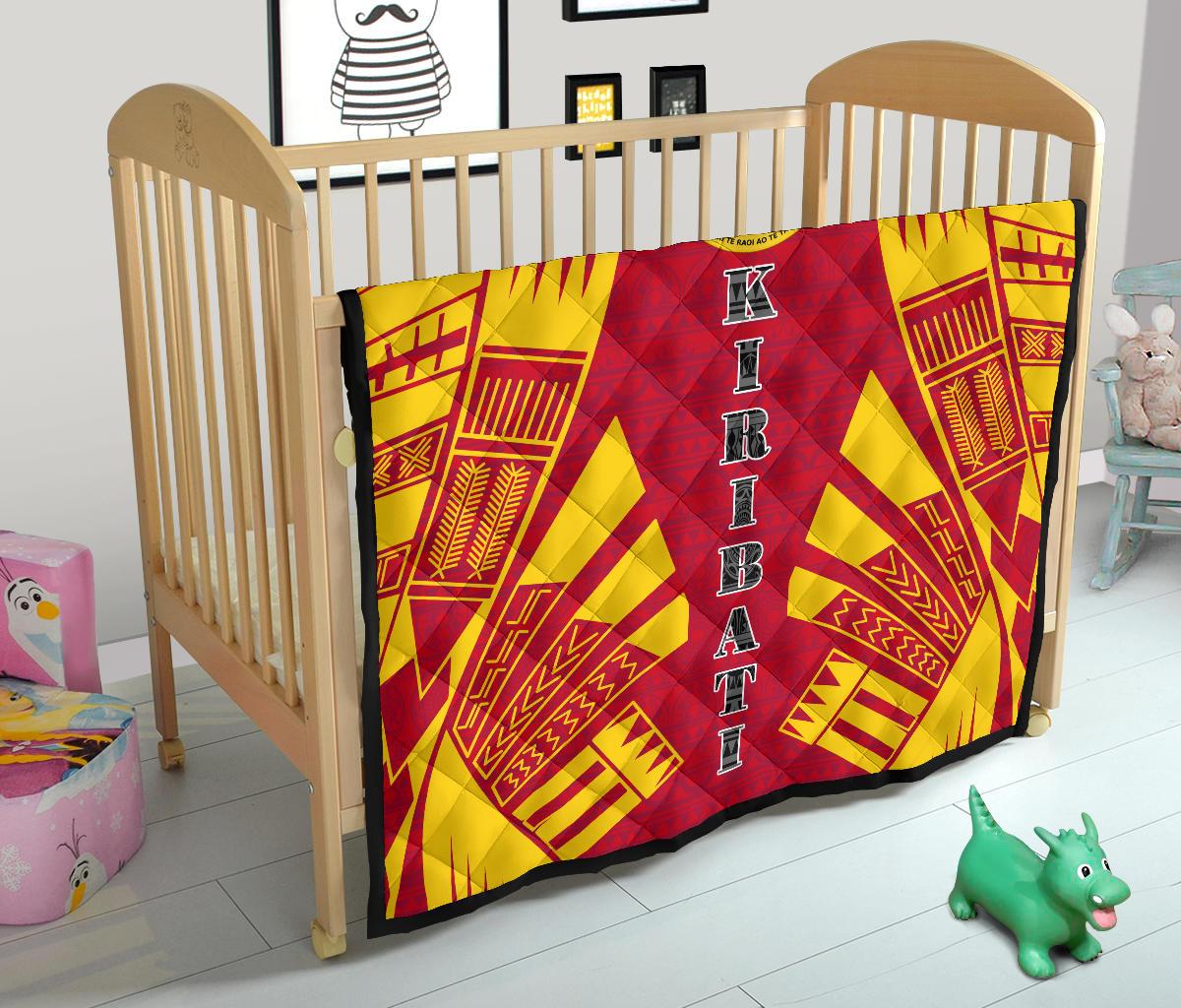 Kiribati Premium Quilt - Kiribati Coat Of Arms Polynesian Yellow Tattoo - Polynesian Pride