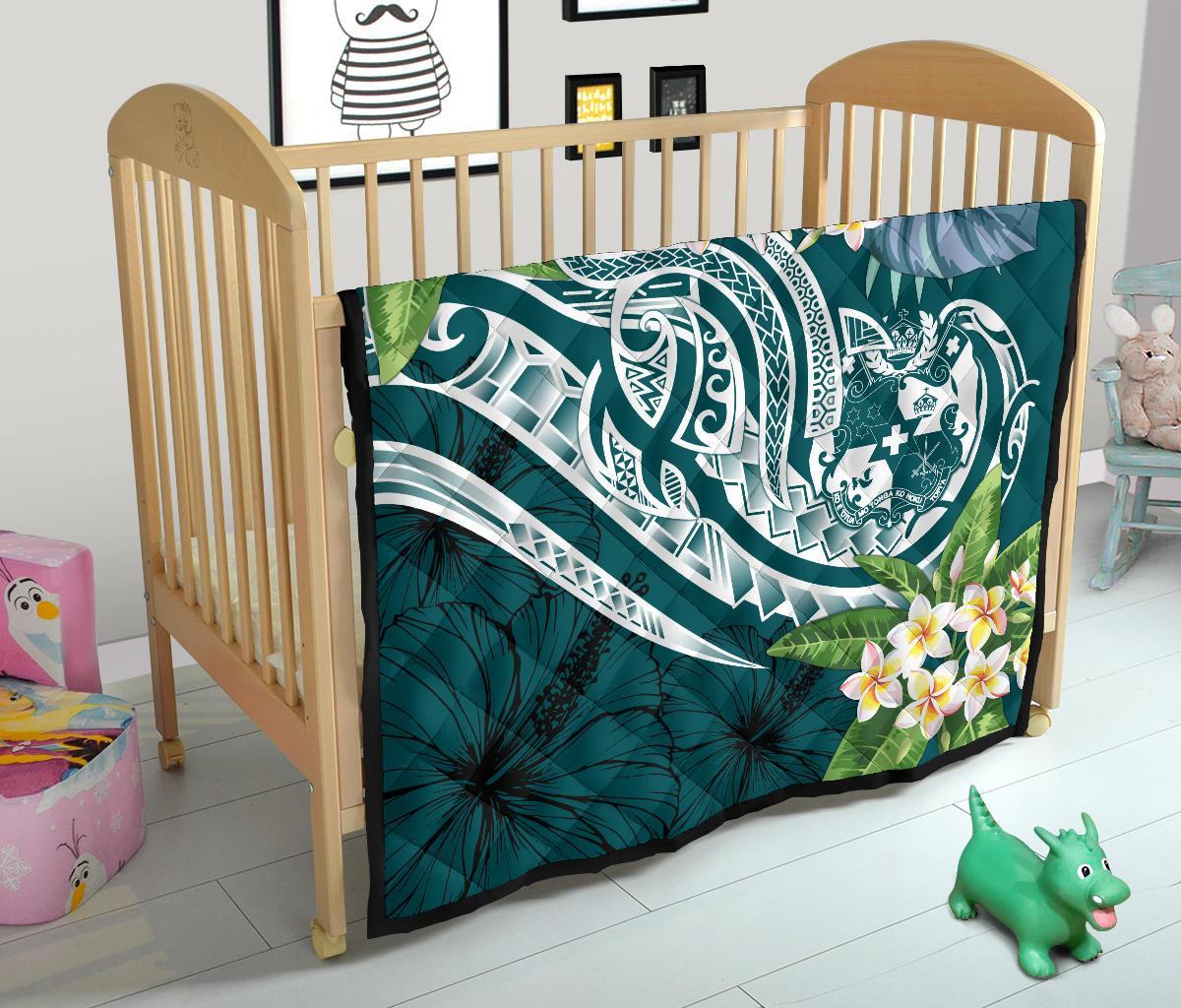 Tonga Polynesian Premium Quilt - Summer Plumeria (Turquoise) - Polynesian Pride