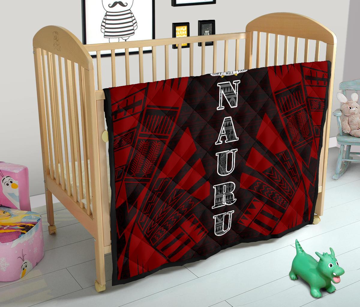 Nauru Premium Quilt - Nauru Coat Of Arms Polynesian Red Tattoo - Polynesian Pride