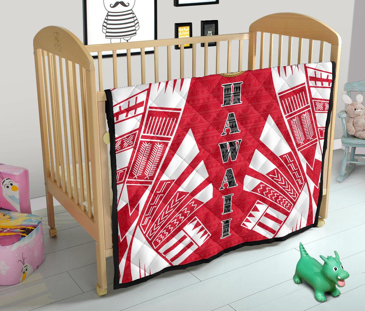 Hawaii Premium Quilt - Hawaii Seal Polynesian White Tattoo (Red) - Polynesian Pride