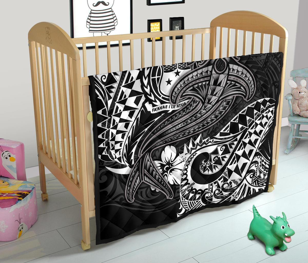 Samoa Premium Quilt - White Shark Polynesian Tattoo - Polynesian Pride