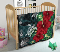 Hawaii Map Turtle Hibiscus Plumeria Polynesian - Premium Quilt AH - Polynesian Pride