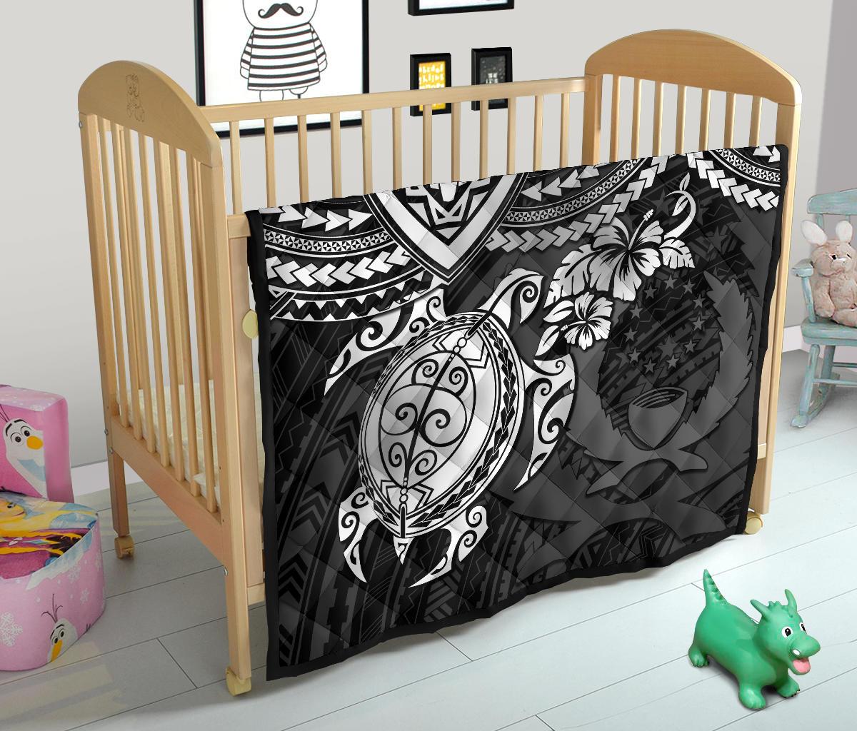 Pohnpei Polynesian Premium Quilt - Polynesian White Turtle - Polynesian Pride