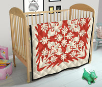 Hawaiian Tropical Pattern Premium Quilt - Red - Argu Style - AH - Polynesian Pride