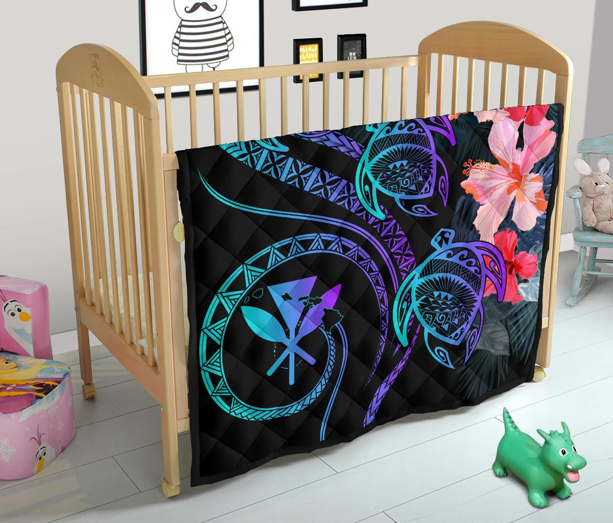 Hawaii Turtle Polynesian Tropical Premium Quilt - Cora Style Purple - Polynesian Pride