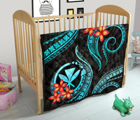 Polynesian Hawaii Premium Quilt - Turquoise Plumeria - Polynesian Pride