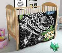 Fiji Polynesian Premium Quilt - Summer Plumeria (Black) - Polynesian Pride