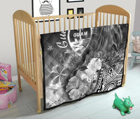 Guam Premium Quilt - Humpback Whale with Tropical Flowers (White) - Polynesian Pride