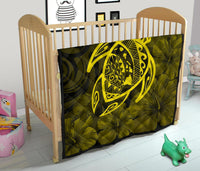 Hawaii Turtle Kanaka Map Hibiscus Poly Premium Quilt - Yellow - Polynesian Pride