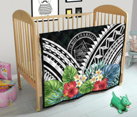 Palau Premium Quilt - Palau Coat of Arms & Polynesian Tropical Flowers White - Polynesian Pride