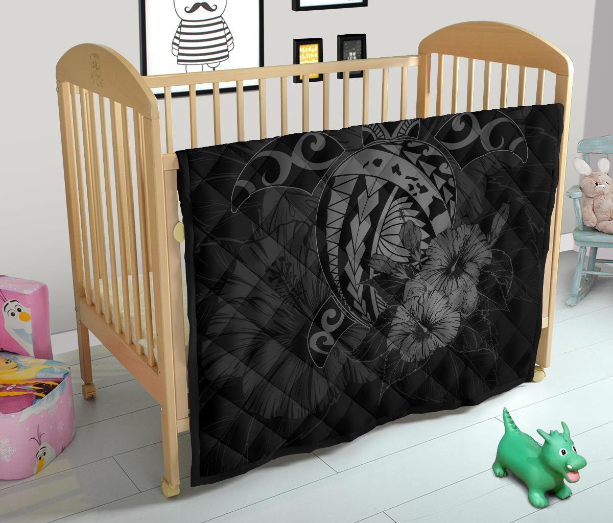 Hawaii Hibiscus Premium Quilt - Harold Turtle - Gray - Polynesian Pride