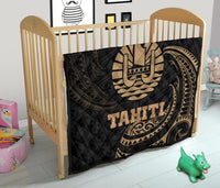 Tahiti Polynesian Premium Quilt - Gold Tribal Wave - Polynesian Pride