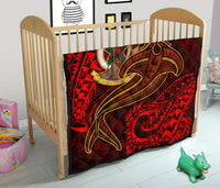Vanuatu Polynesian Premium Quilt - Red Shark Polynesian Tattoo - Polynesian Pride