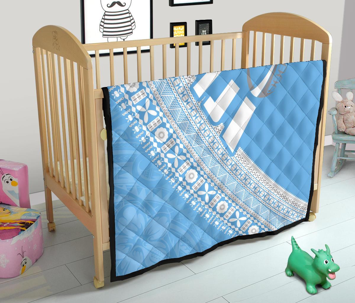Fiji Tapa Rugby Premium Quilt version Style You Win - Blue - Polynesian Pride