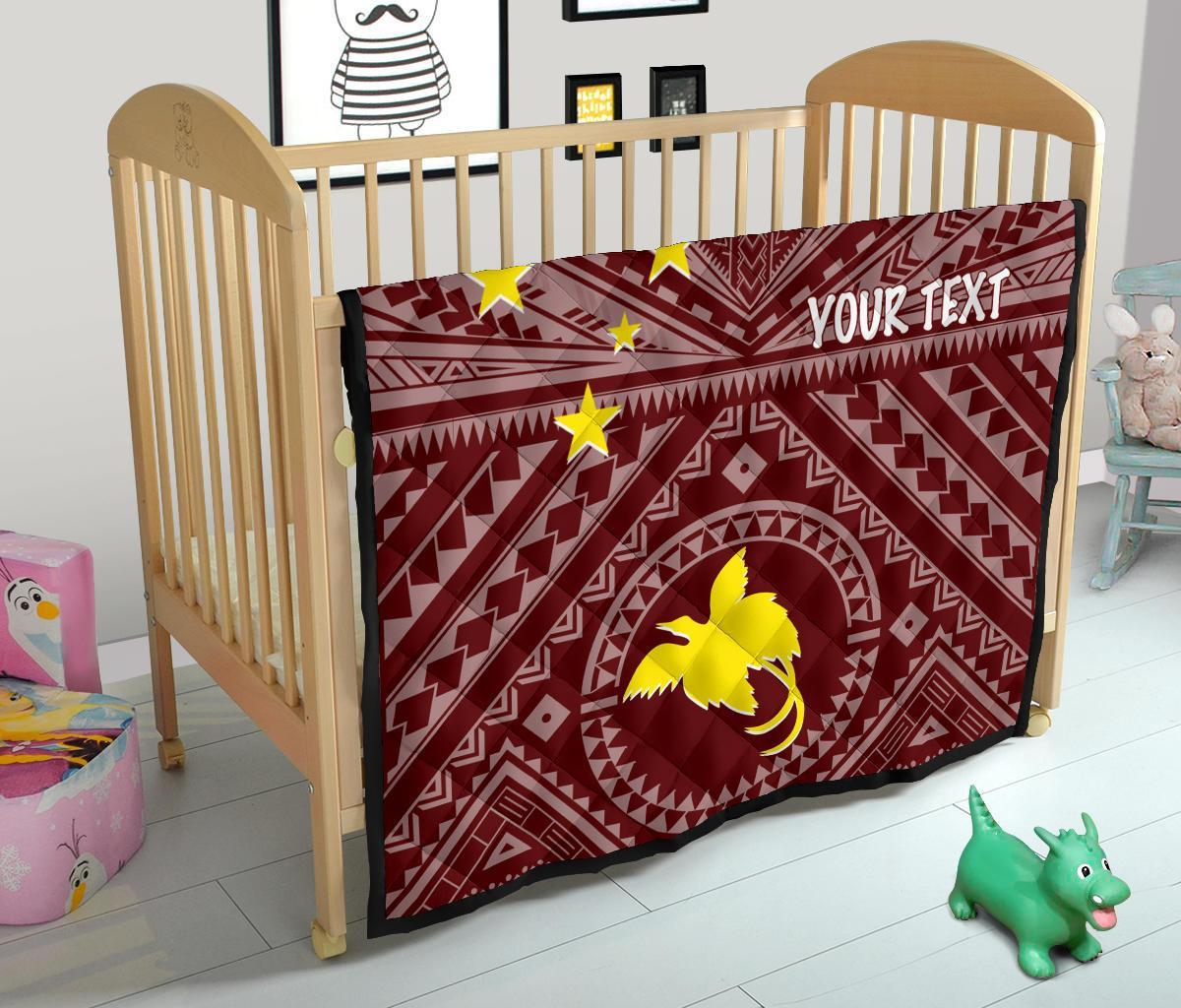 Papua New Guinea Personalised Premium Quilt - Flag With Polynesian Patterns (Red) - Polynesian Pride