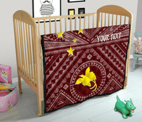 Papua New Guinea Personalised Premium Quilt - Flag With Polynesian Patterns (Red) - Polynesian Pride