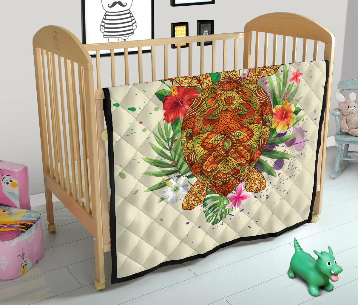 Hawaii Turtle Life Hibiscus Design Premium Quilt - Polynesian Pride