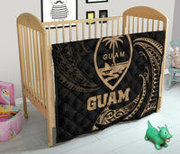 Guam Polynesian Premium Quilt - Gold Tribal Wave - Polynesian Pride