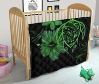 Hawaii Turtle Hibiscus Premium Quilt Green - Polynesian Pride