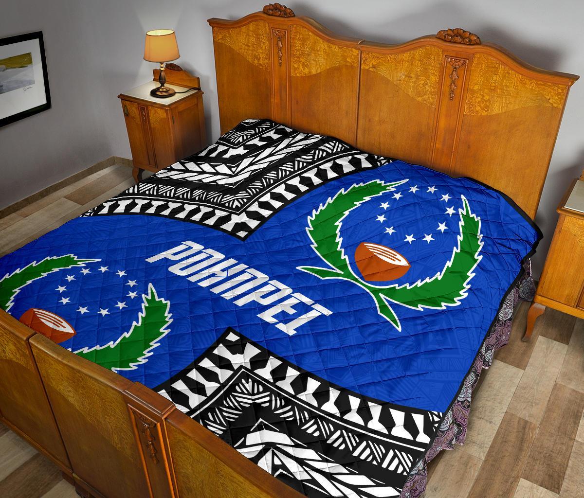 Pohnpei Premium Quilt - Pohnpei Flag Micronesian Pattern - Polynesian Pride