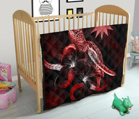 Nauru Polynesian Premium Quilt - Turtle With Blooming Hibiscus Red - Polynesian Pride