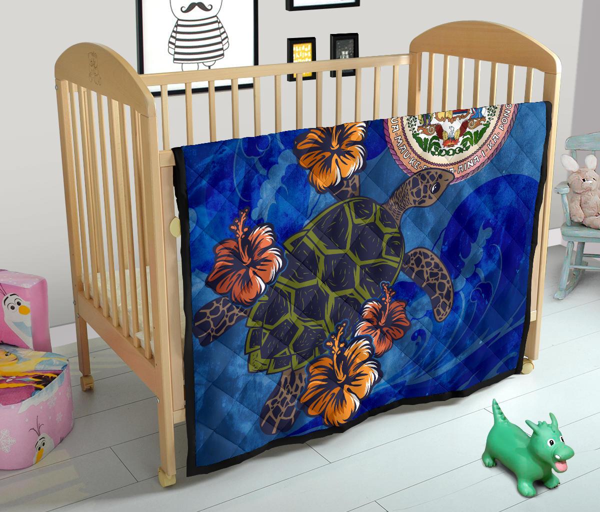 Hawaii Seal Hibiscus Ocean Pin Light Turtle Sea Premium Quilt - Polynesian Pride