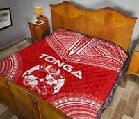Tonga Premium Quilt - Tonga Coat Of Arms Polynesian Chief Red Version - Polynesian Pride