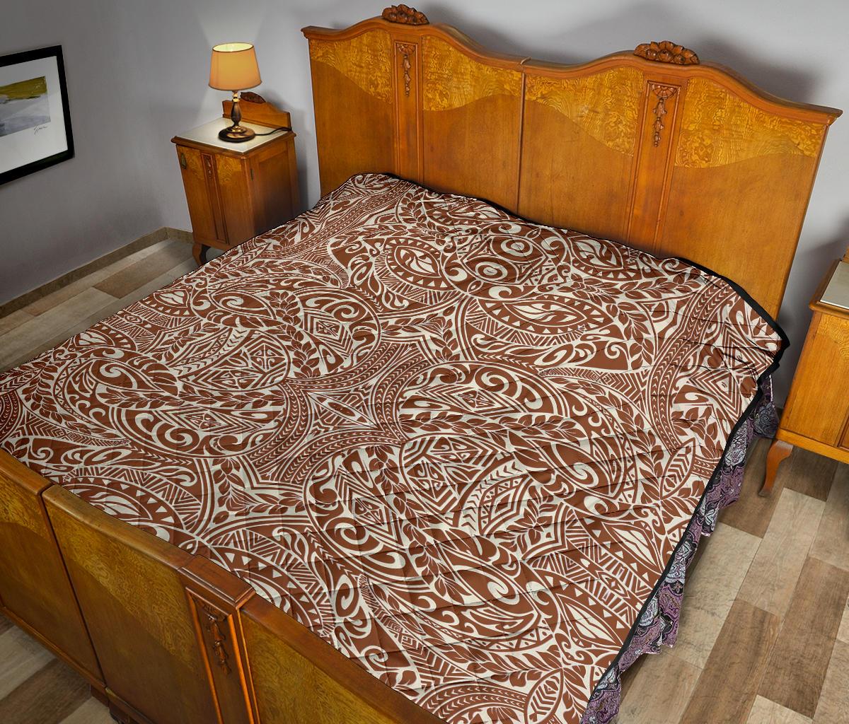 Polynesian Tribal Premium Quilt Brown - Polynesian Pride