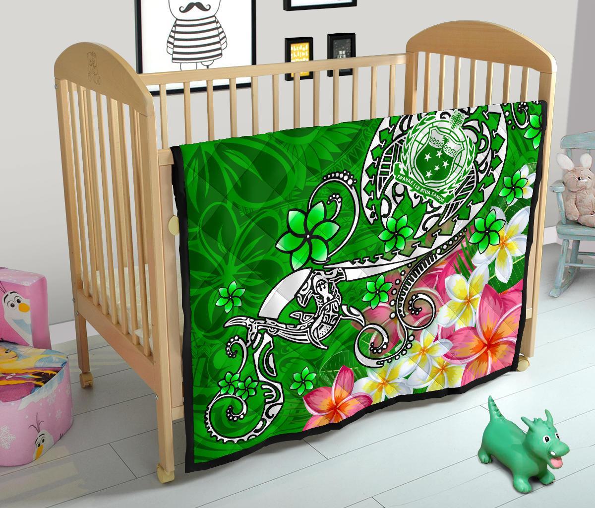 Samoa Premium Quilt - Turtle Plumeria (Green) - Polynesian Pride