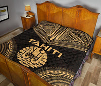 Tahiti Premium Quilt - Tahiti Flag Polynesian Chief Gold Version - Polynesian Pride