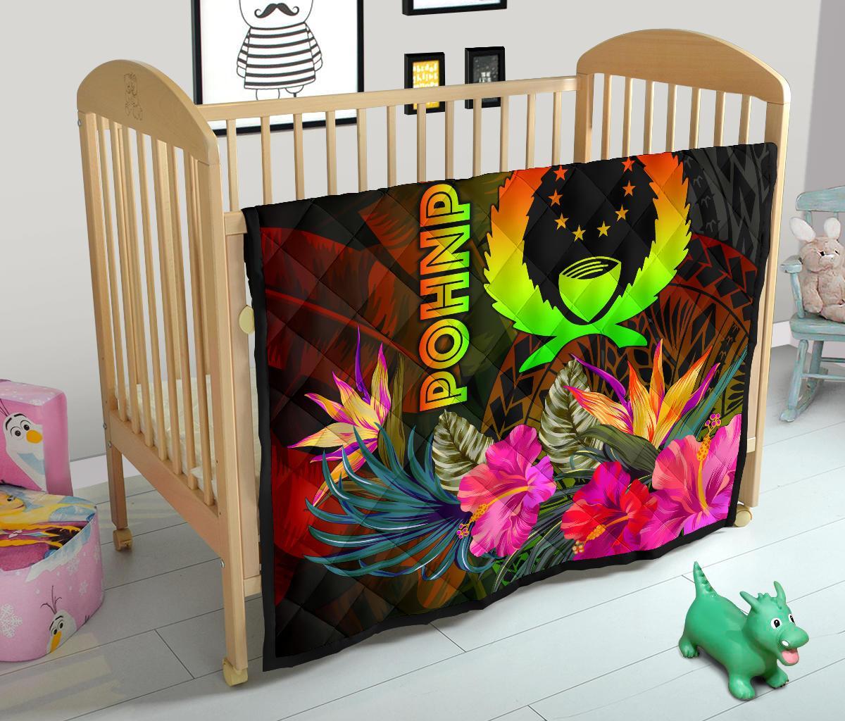 Pohnpei Polynesian Premium Quilt - Hibiscus and Banana Leaves - Polynesian Pride