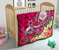 Hawaii Polynesian Premium Quilt - Hawaii Seal With Turtle Plumeria (Pink) - Polynesian Pride