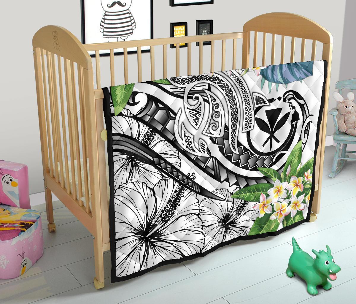 Polynesian Hawaii Kanaka Maoli Premium Quilt - Summer Plumeria (White) - Polynesian Pride