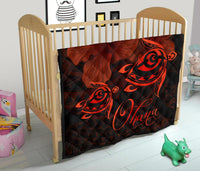 Hawaii Turtle Ohana Hibiscus Poly Premium Quilt Red - Polynesian Pride